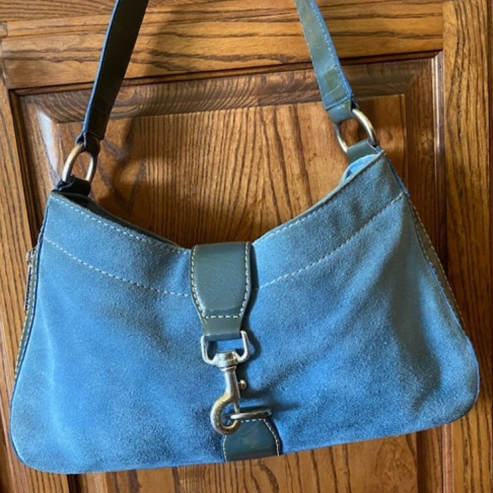 MICHAEL KORS * Medium BLUE SUEDE * multi pocket shoulderbag / purse with DUSTBAG